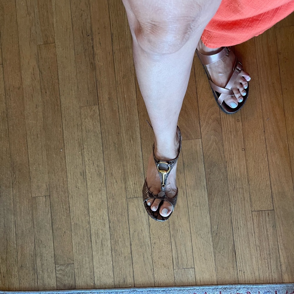 Gucci Snakeskin Sandals with Gold Accents great condition! - Picture 5 of 5